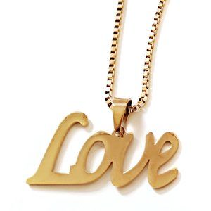 Love Letter Pendant Necklace, Gold Plated